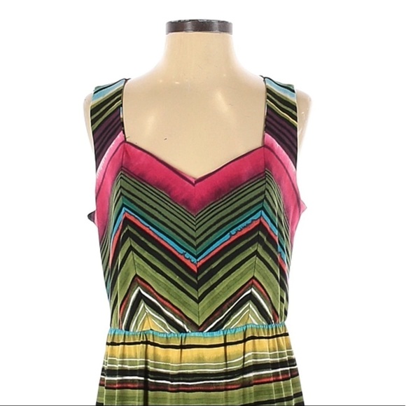 🌺 NY Collection Stripe Stretchy Colorful Sleeveless Dress Size M - Picture 2 of 11